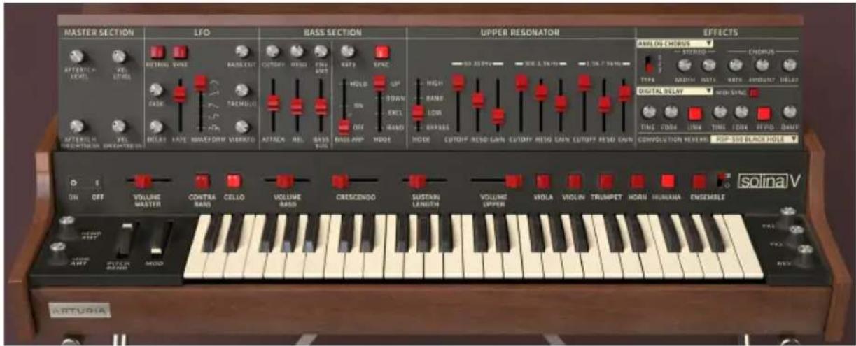 Arturia Solina V - Le panneau avancé et ses contrôleurs - 1