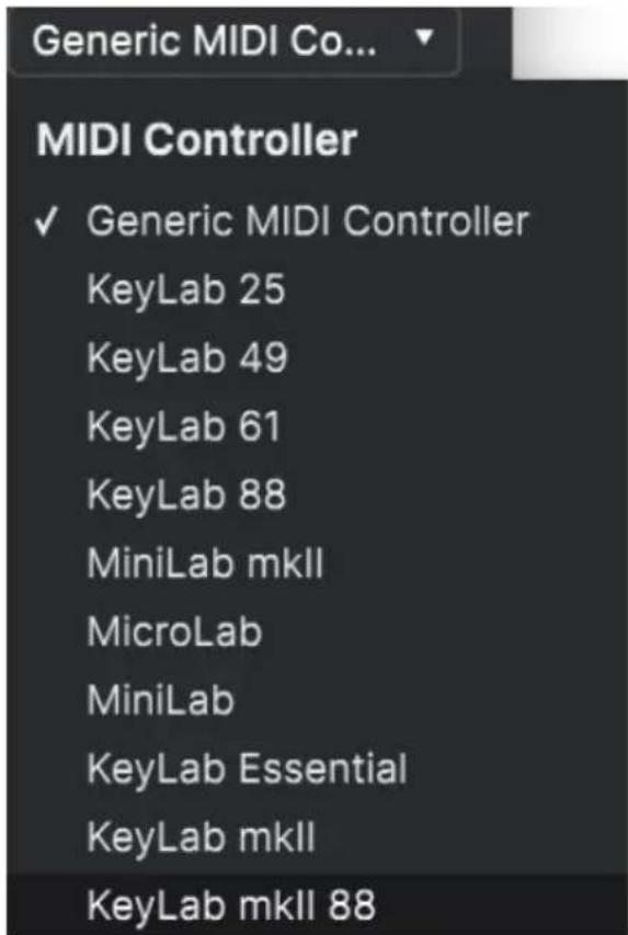 Arturia Solina V - Menu MIDI controller - 1