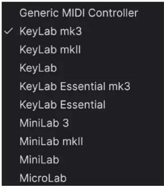 Arturia Sem V - MIDI Controller menu - 1