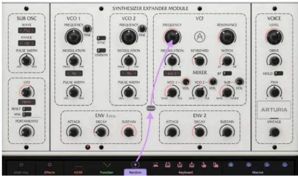 Arturia Sem V - 6.1.1.Assigning a modulation - ミジュレーニンのアサイング - 1