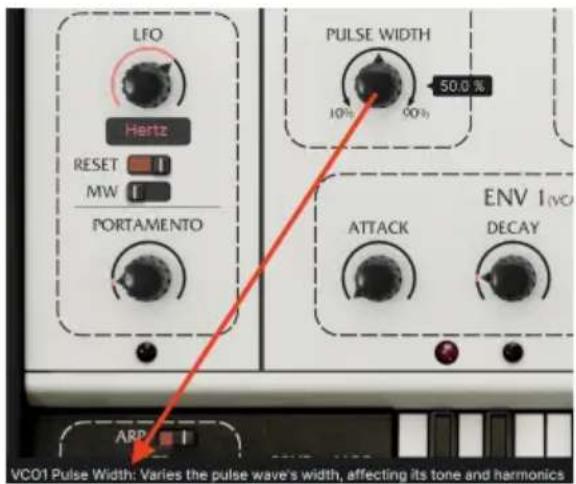 Arturia Sem V - 設定值のローリフ表示 - 1