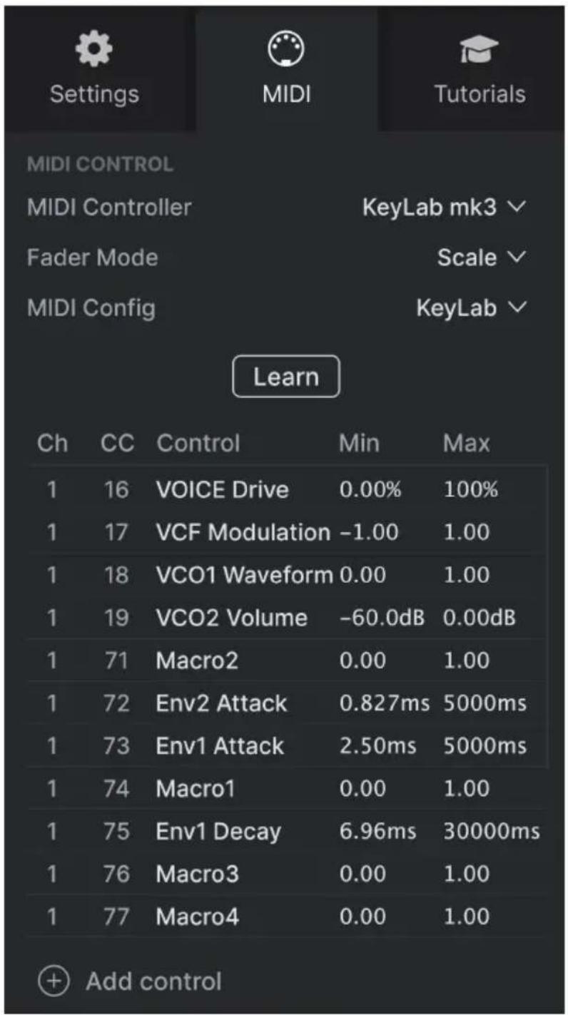 Arturia Sem V - 7.3.2.MIDI Tab - 1
