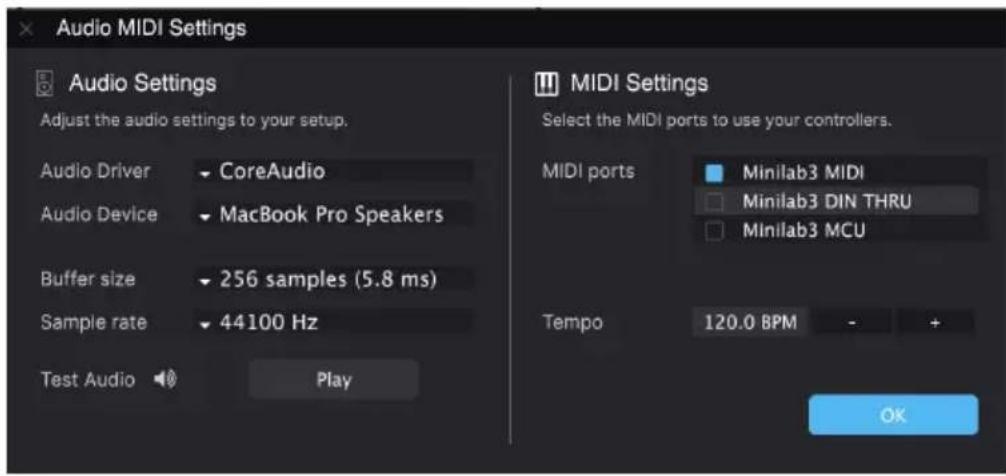 Arturia Sem V - 2.2.2.才一徴才とMIDIの設定:macOS - 1