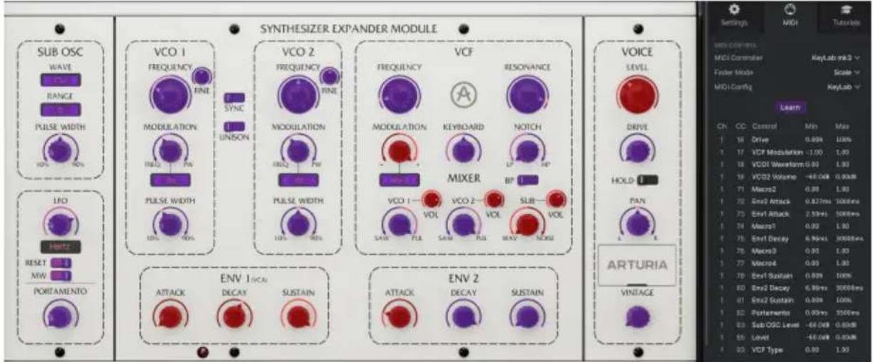 Arturia Sem V - トの設定と解除 - 1