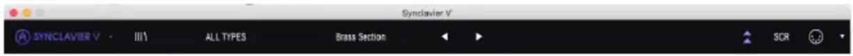 Arturia Synclavier V - La barre d'outils supérieure - 1