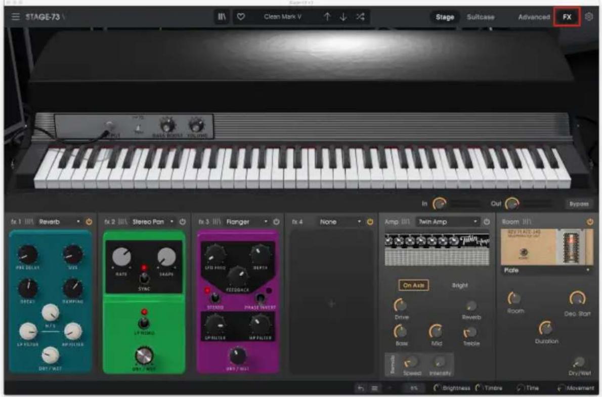 Arturia Stage73 V2 - Ouvrir/fermer le panneau FX - 1