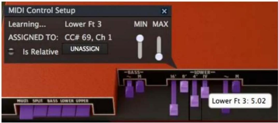 Arturia VOX Continental V - Affectation des commandes MIDI - 3