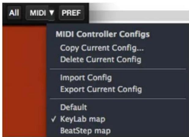 Arturia VOX Continental V - Menu MIDI - 1