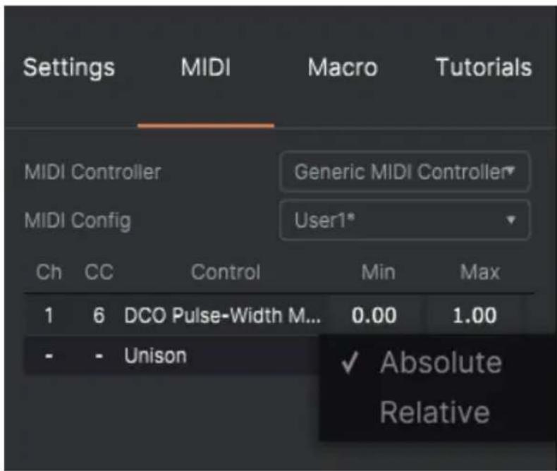 Arturia Vocoder V - L'option de contrôle relatif - 1