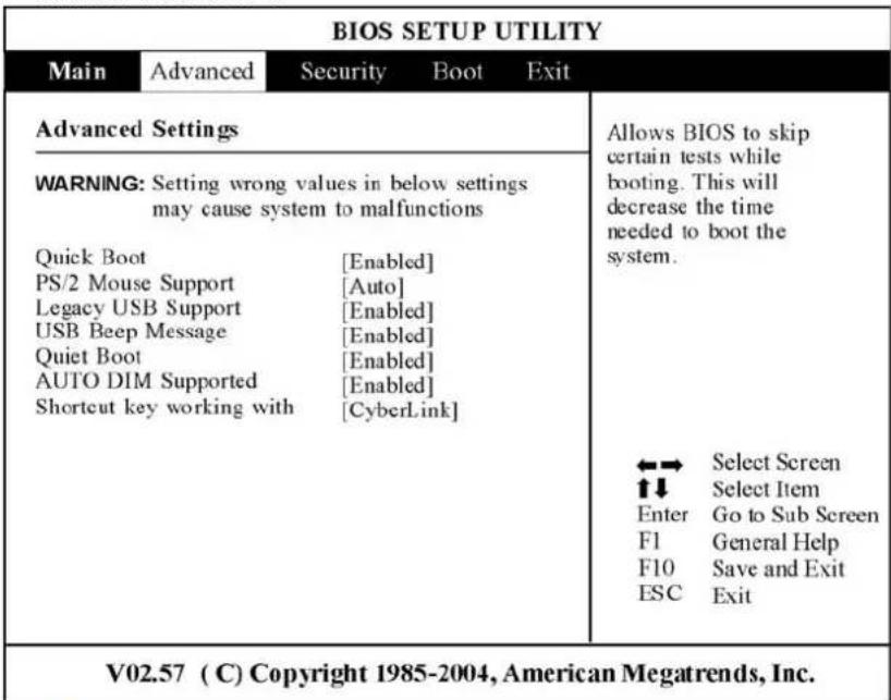 ECS 600L - Le menu principal "main - 1