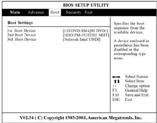 ECS G733E - Le menu de démarrage "boot - 1