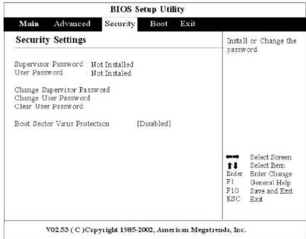 ECS G553 - Le menu sécurité "Security" - 1