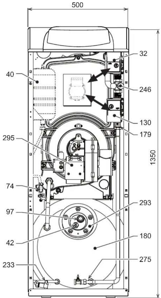 FERROLI Atlas D Eco K Unit - Dimensions, raccords et composants principaux - 1