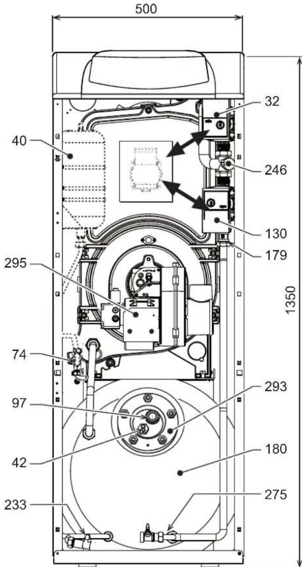 FERROLI Atlas D Eco K Unit - Dimensions, connections and main components - 1