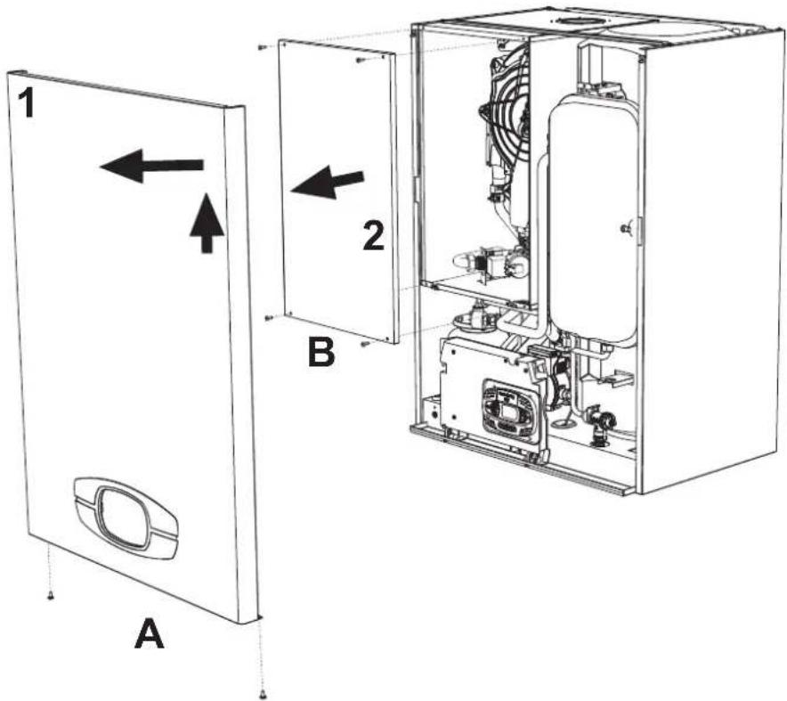 FERROLI Bluehelix Top RRT K 50 - Certains composants logés à l'intérieur de l'unité peuvent atteindre des températures élevées pouvant provoquer des brûlures graves. Avant d'effectuer une opération quelconque, attendre le refroidissement desdits composants ou bien porter des gants de protection appropriés. - 1