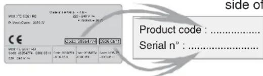 Mod. 172 CDS: RD P. Ind. Gen. 2003/2 CE Code: 3954474 Serial n° : ...... Product code : ...... Serial n° : ......