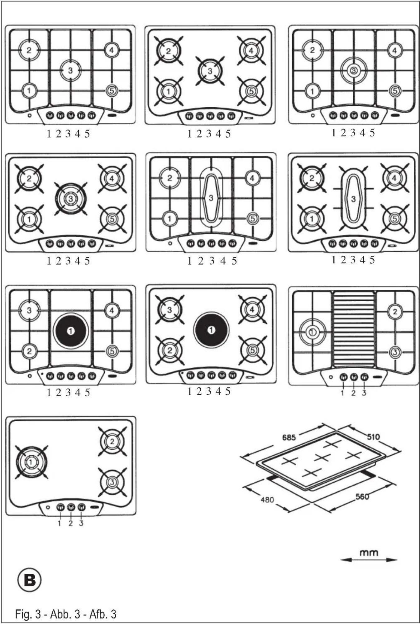ROSIERES RTG 95 SQF IN - Adaptação a diversostips de gás - 93