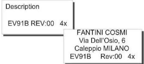 Fantini Cosmi EV91B - SOUS-MENU « DESCRIPTION » - 1