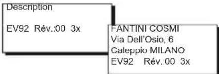 Fantini Cosmi EV92 - SOUS-MENU « DESCRIPTION » - 1