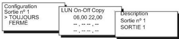 Fantini Cosmi EV91D - SOUS-MENU « CONFIGURATION DE LA SORTIE 1 » - 1