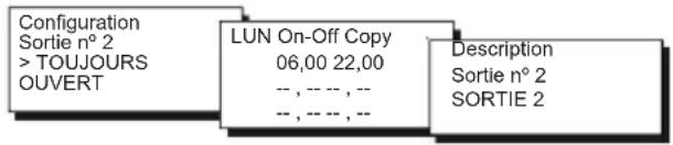 Fantini Cosmi EV91D - SOUS-MENU « CONFIGURATION DE LA SORTIE 2 » - 1