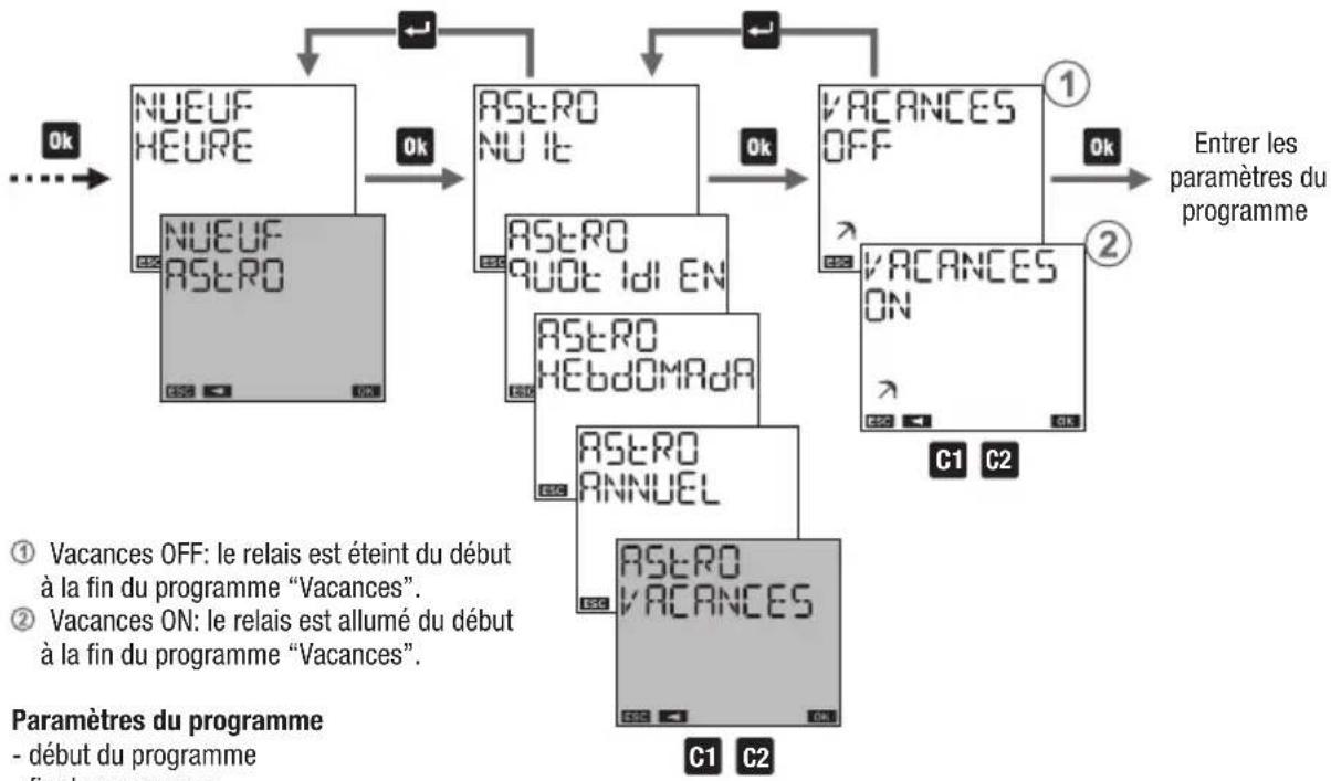 Vemer memo BT1 - Menu Programme: nouveau astro vacances - 1