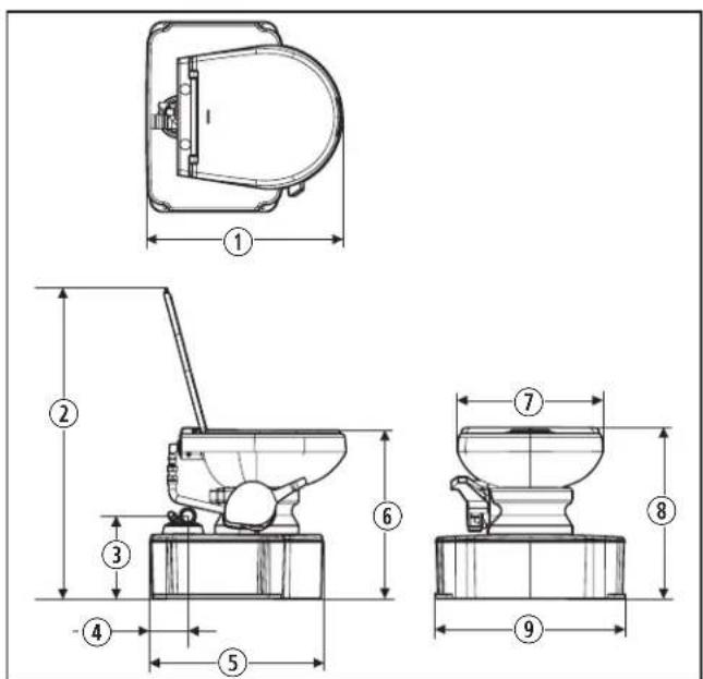 DOMETIC M65700 - Dimensiones del inodoro - 1