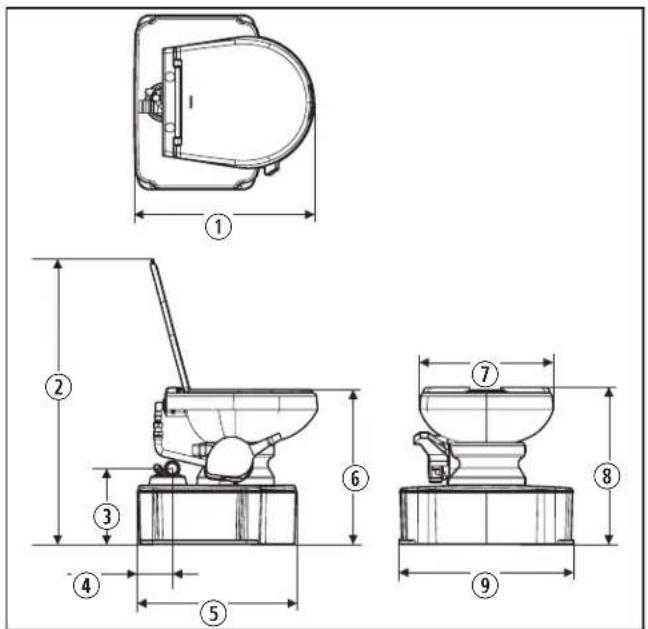 DOMETIC M65700 - Dimensioni del wc - 1