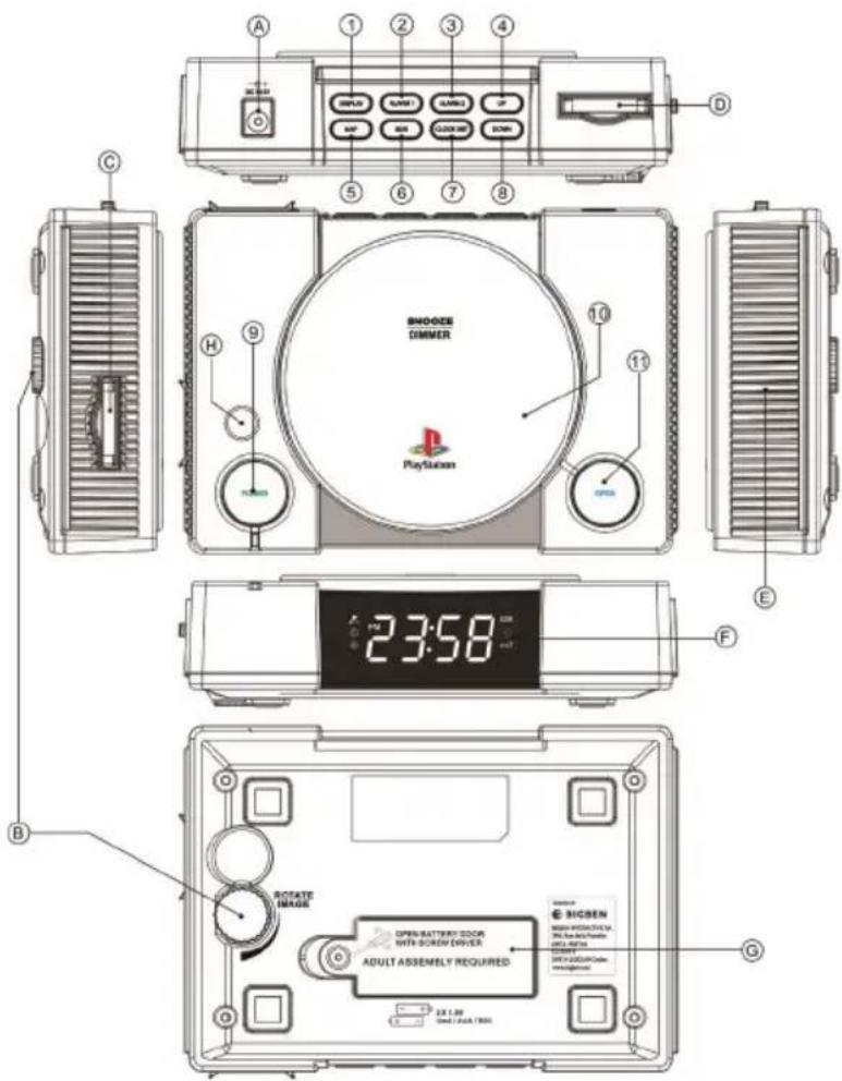 BIGBEN PS1AC - Liste der Bedientasten - 1