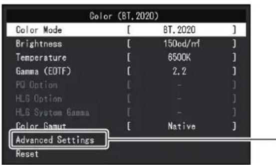 EIZO ColorEdge CG2700S - Lorsque mode couleur est standard mode (user / bt.2020 / bt.709 / dci-p3 / pq_dci-p3 / hlg_bt.2100 / adobergb / srgb / sync_signal) - 1