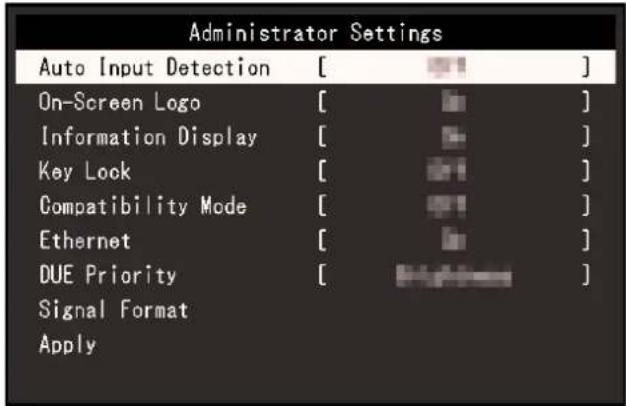EIZO ColorEdge CG2700S - Fonctionnement de base du menu « réglages administrateur - 4