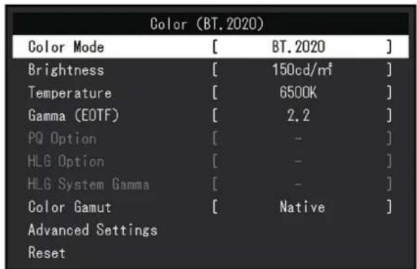 EIZO ColorEdge CG2700S - Fonctionnement de base du menu réglage - 2