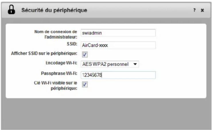 NETGEAR AirCard 763S - Modification des paramètres de sécurité du périphérique - 1