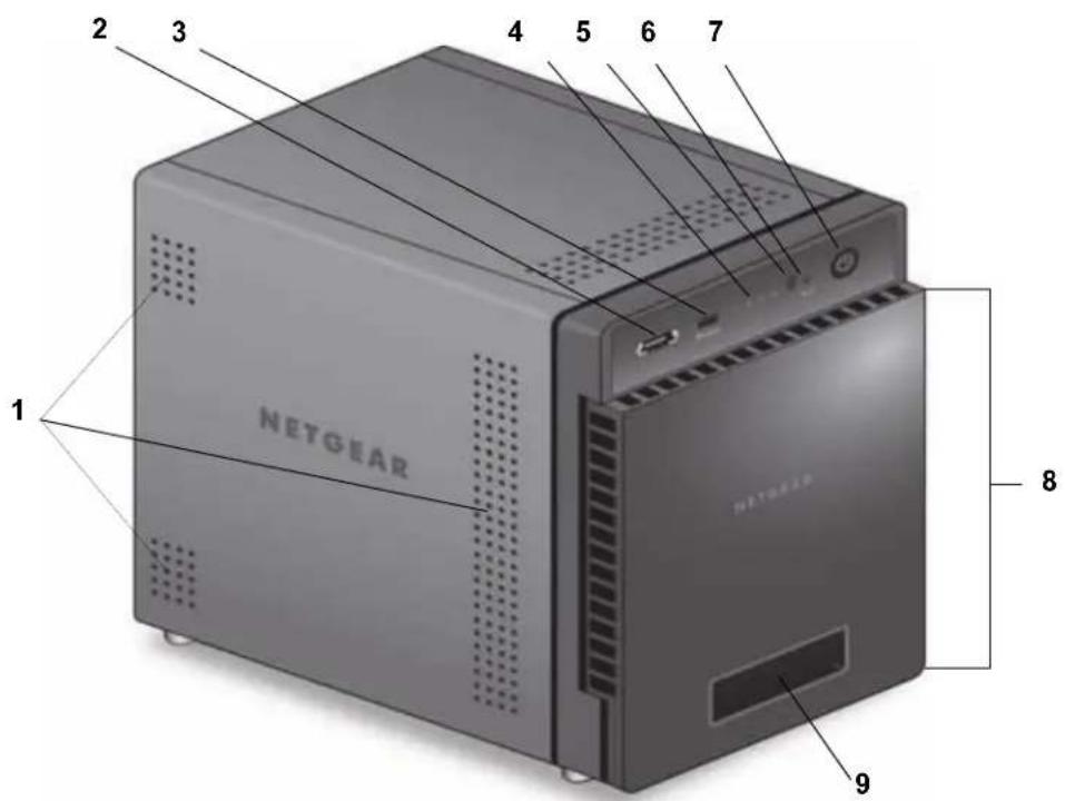 NETGEAR ReadyNas RN428 - 前面と側面 - 1