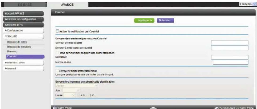 NETGEAR MBR1516 - Pour configurer les notifications par courriel : - 1