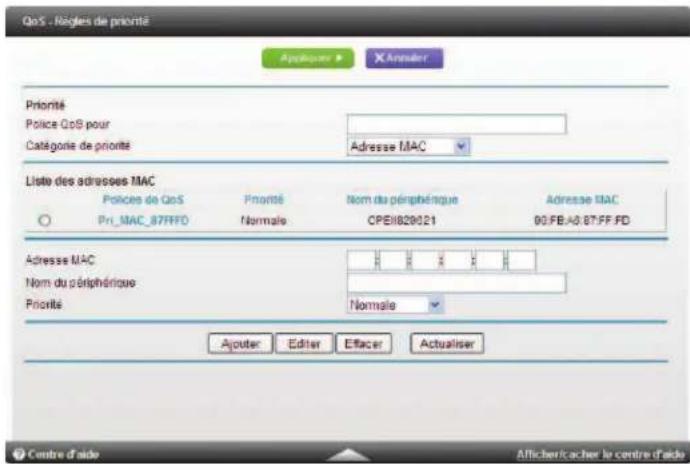 NETGEAR MBR1516 - Pour configurer la priorite d'un ordinateur spécifique par le biais de son adresse MAC : - 1