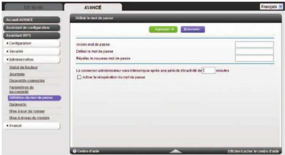 NETGEAR MBR1516 - Pour définitir le mot de passé associé au nom d'utilisateur du : - 1