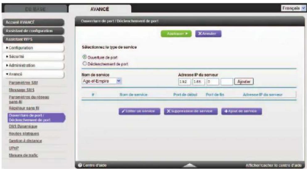 NETGEAR MBR1516 - Pour configurer une ouverture de port : - 1