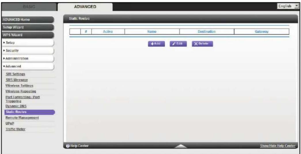 NETGEAR MBR1516 - To set up a static route: - 1