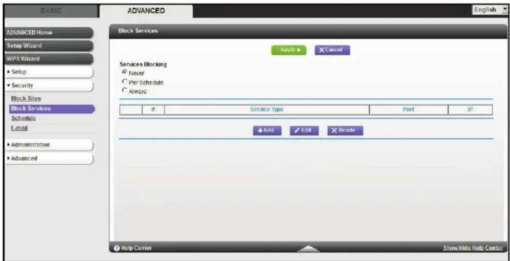 NETGEAR MBR1516 - To block services: - 1