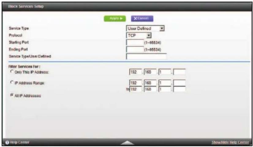 NETGEAR MBR1516 - To block services: - 2