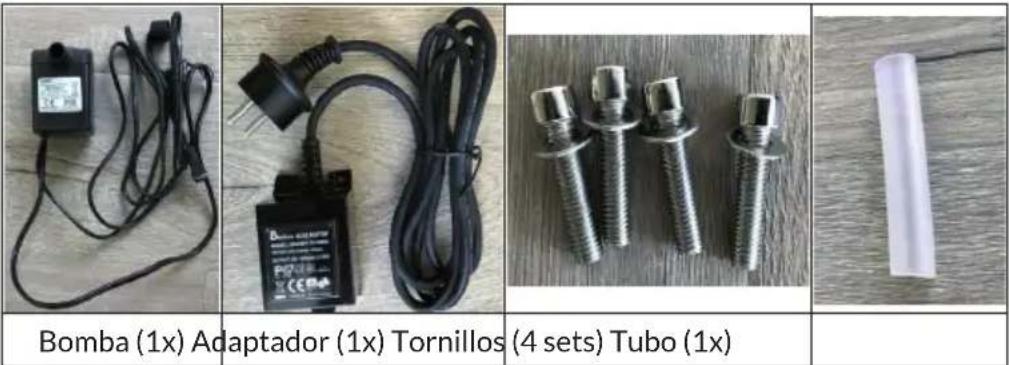 Bomba (1x) Adaptador (1x) Tornillos (4 sets) Tubo (1x)