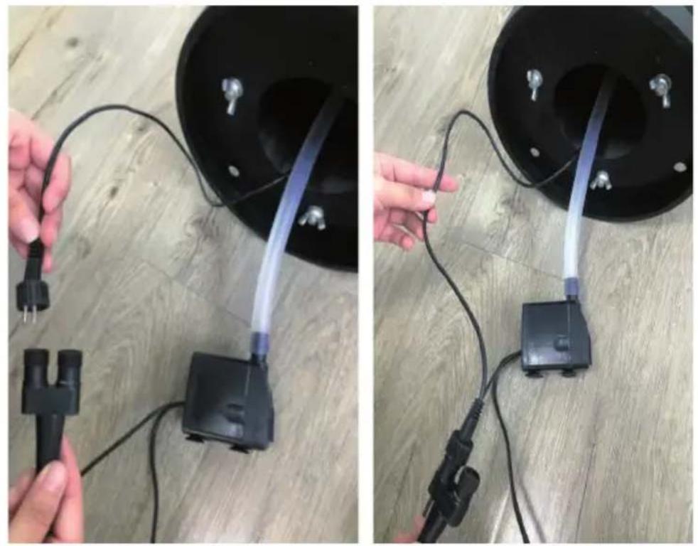 Blumfeldt Ayana - 3: Connect the light cable of the fountain attachment to the pump cable. - 1