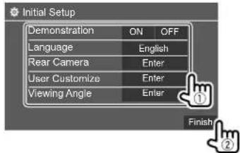 KENWOOD DDX26BT - Réalisation des réglages initiaux. - 1