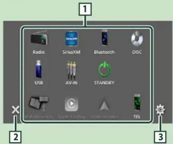 KENWOOD DDX57S - Descriptions de l'écran de sélection de source - 1