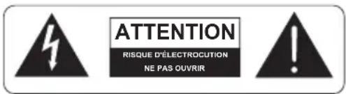 Le symbole de l'éclair dans un triangle équilatéral indique la présence d'une tension électrique non isolée suffisamment élevée pour constituer un risque d'électrocution. Le point d'exclamation dans un triangle équilatéral indique la présence d'importantes consignes d'utilisation et d'entretien dans la documentation jointe au dispositif.