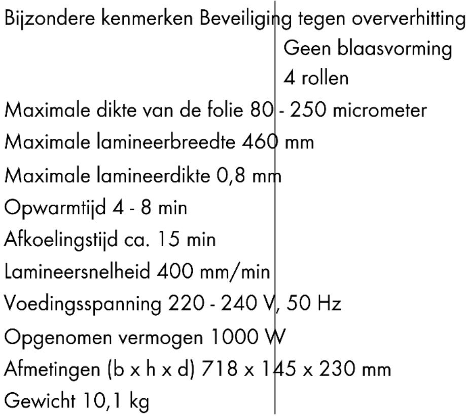 OLYMPIA A 6040 - Technische gegevens - 1