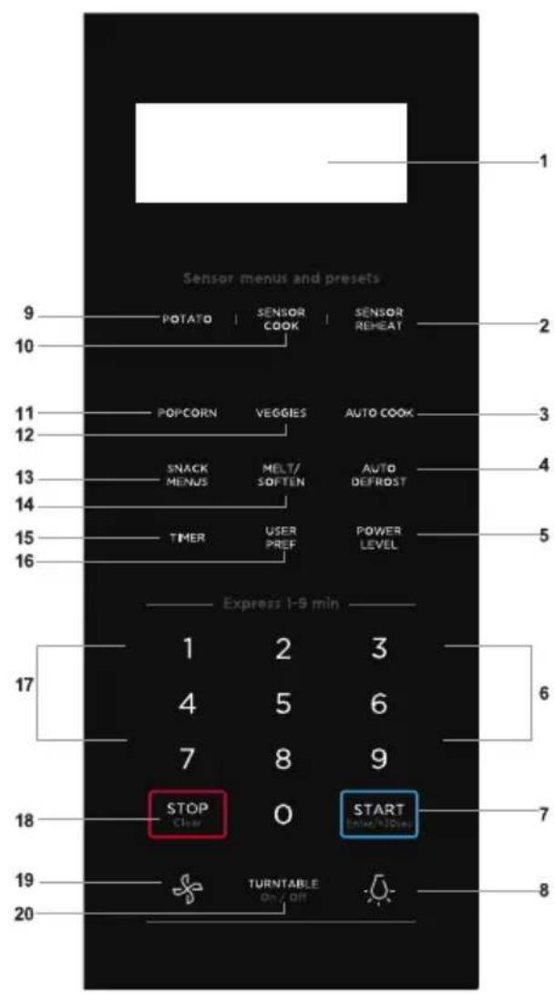 MIDEA MMO19S3AST - The 7-digit interactive display spells out operating steps and shows cooking hints. - 2