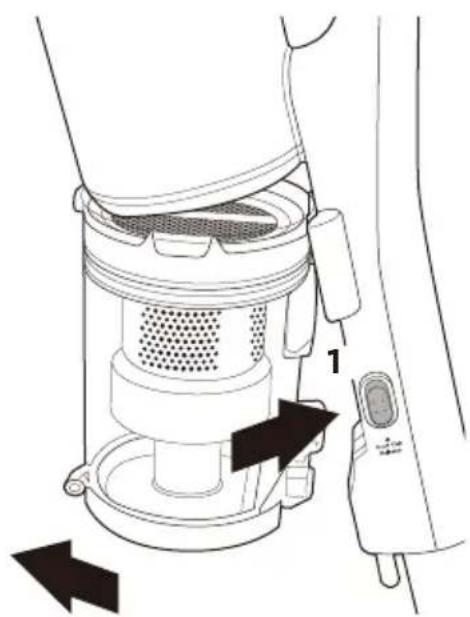 MIDEA MCS2025GB - Removing and cleaning the dust cup and filters - 2
