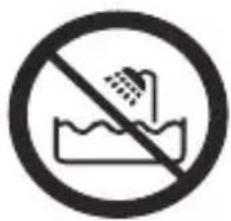 Prohibition sign showing a shower stroke over water with no text or symbols